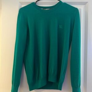 Burberry Brit Logo Embroidered Sweater  Blue Green Crew Neck Pullover M